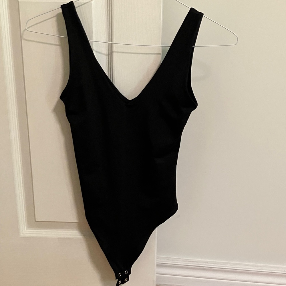 Second skin double V bodysuit, xs, black